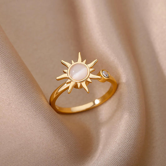 Anillo sol giratorio acero inox